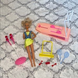 Vintage Barbie with workout accessories
